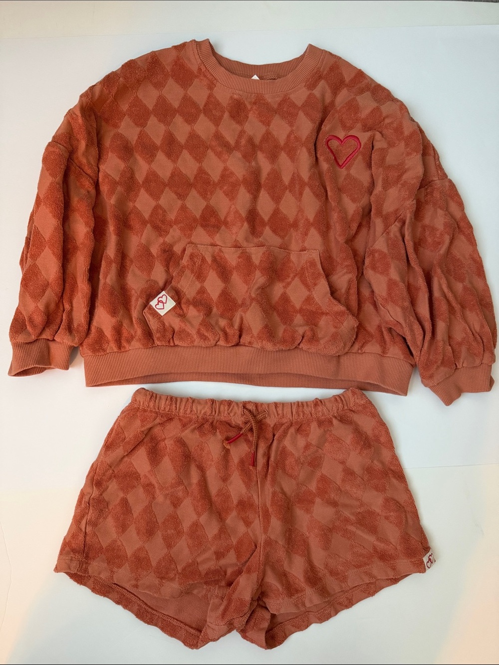 next Kids Terry Set in Rust Orange with Heart Accent